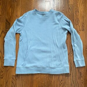 Duluth Trading Women's XL Rib Crewneck Sweatshirt Light Blue Casual Pockets Top